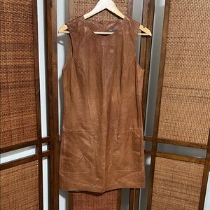 Vince Brown Sleeveless Leather Dress Size 8